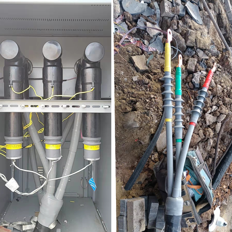 沃纽2019年9月17日湖北孝感10kv插拔头避雷器和户外冷缩终端头安装施工案例展示